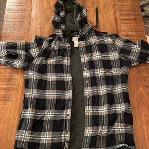 Llbean flannel hoodie with fleece like liner